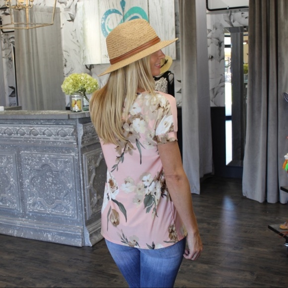 Blush Floral Print Short Sleeve Tunic - Picture 3 of 3
